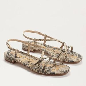 NEW SAM EDELMAN Women's Teale Flat Snakeskin-embossed‎ Slingback Sandals …